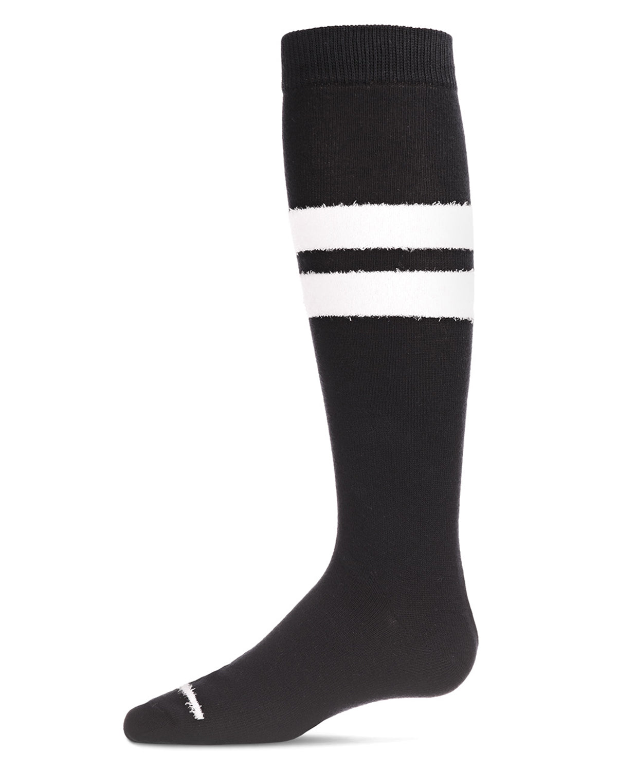 Fuzzy Stripe Cotton Blend Knee High Socks : Color: Black