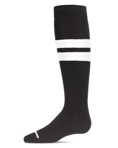 Fuzzy Stripe Cotton Blend Knee High Socks : Color: Black