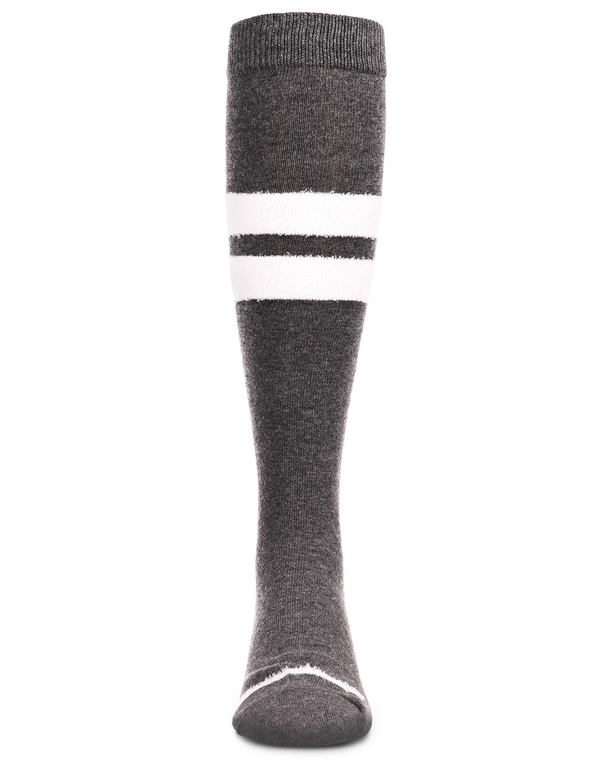 Fuzzy Stripe Cotton Blend Knee High Socks : Color: Dark Gray Heather
