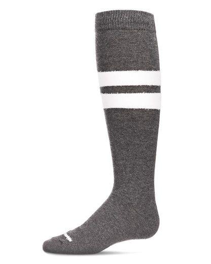 Fuzzy Stripe Cotton Blend Knee High Socks : Color: Dark Gray Heather