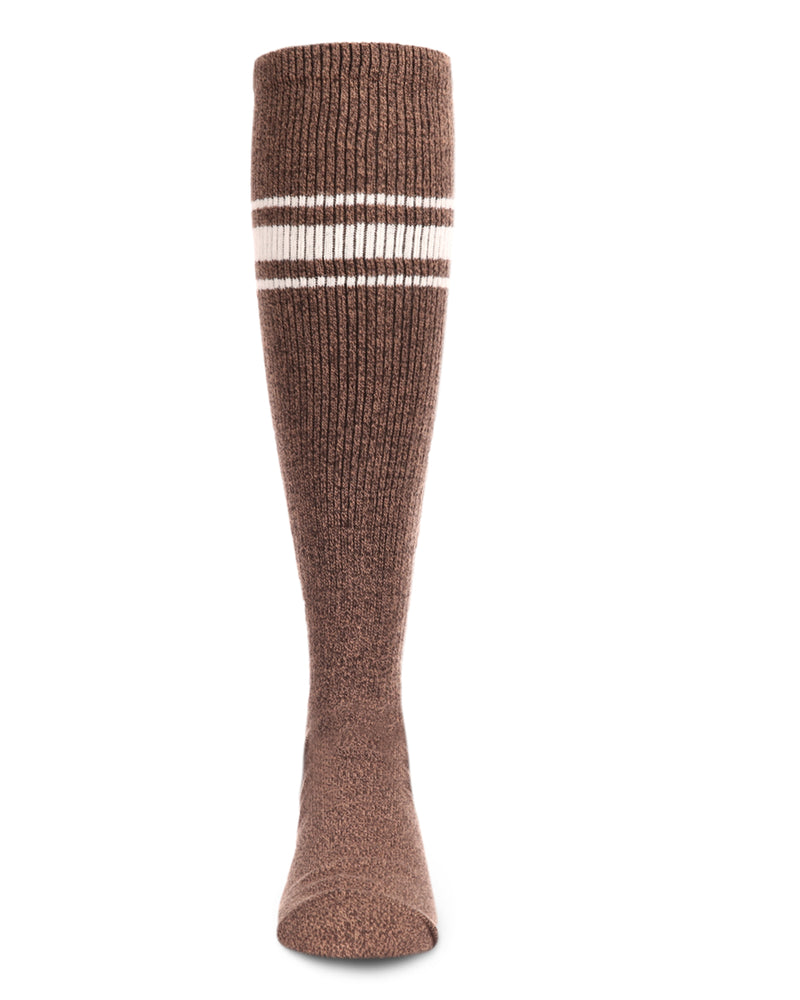 Marled Ribbed Stripe Girls Cotton Blend Knee High Socks