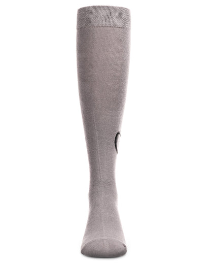 Heart Patch Cotton Blend Girls Knee High Socks : Color: Med Gray Heather