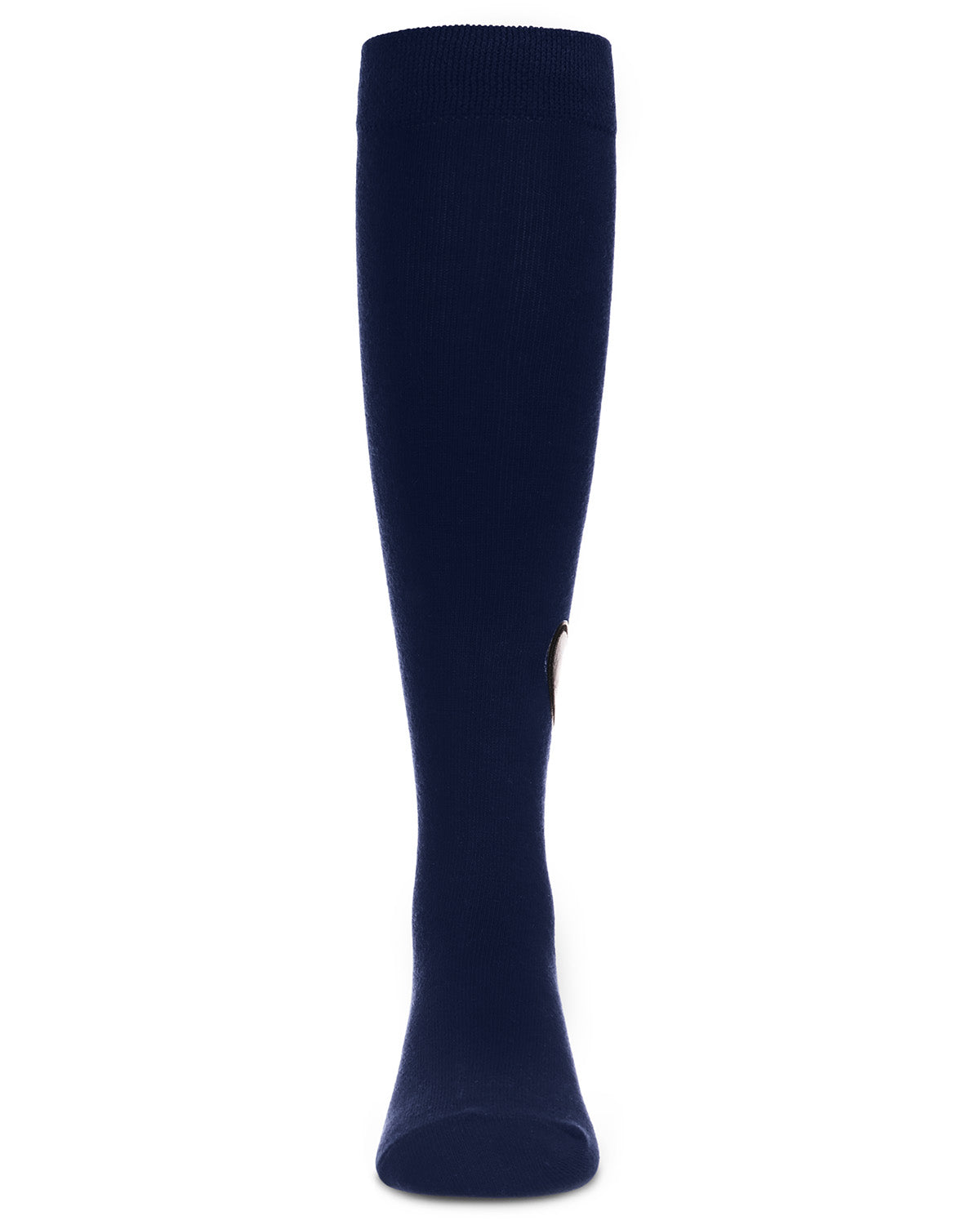 Heart Patch Cotton Blend Girls Knee High Socks : Color: Navy