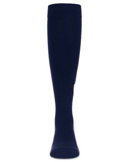Heart Patch Cotton Blend Girls Knee High Socks : Color: Navy