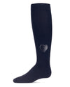 Heart Patch Cotton Blend Girls Knee High Socks : Color: Navy