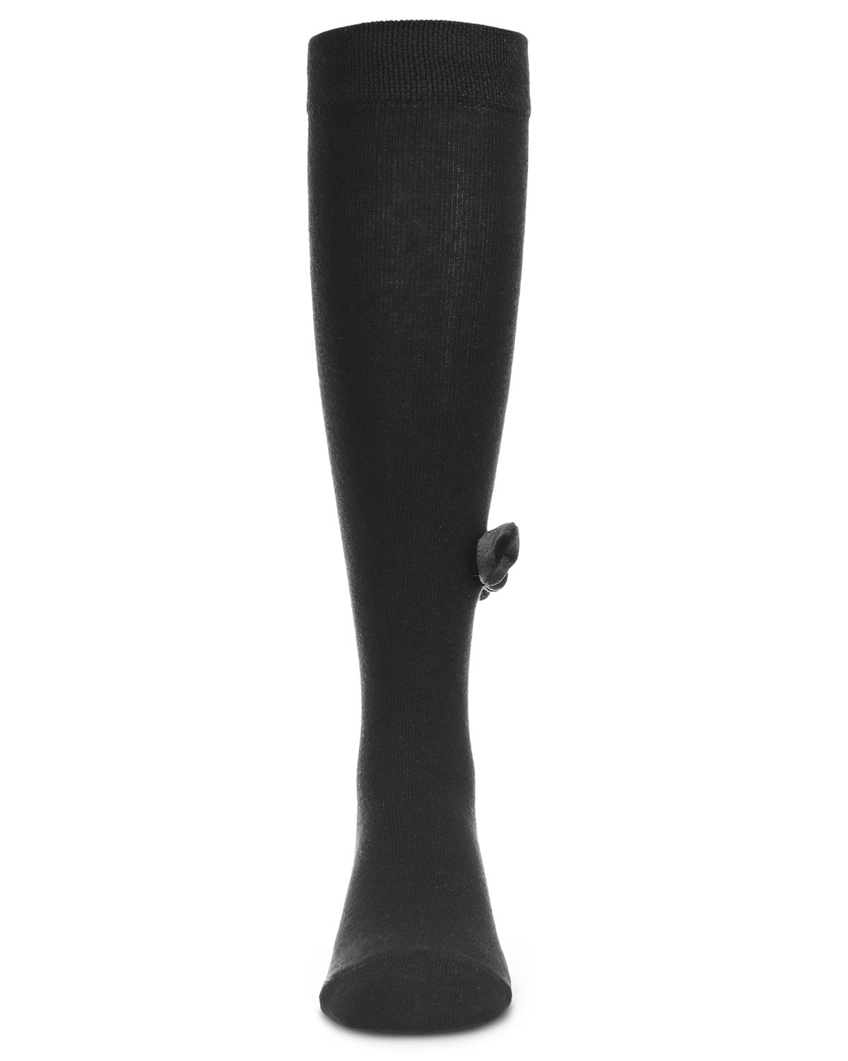 Velvet Bow Cotton Blend Knee High Sock : Color: Black