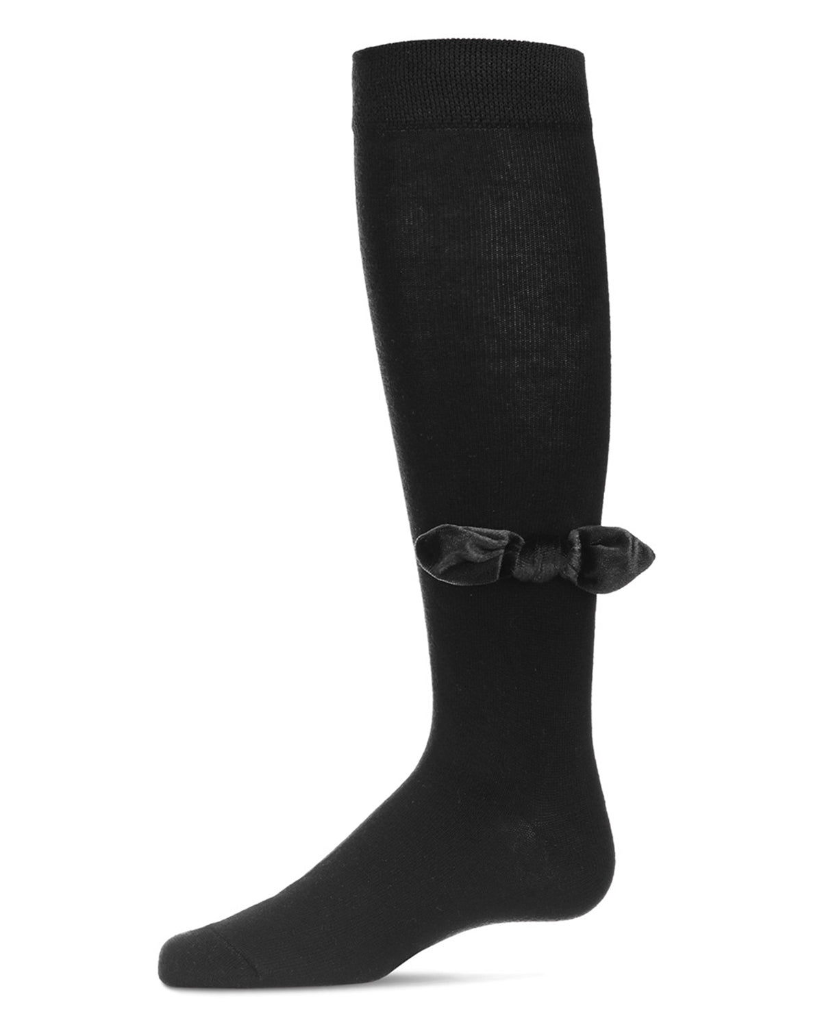 Velvet Bow Cotton Blend Knee High Sock : Color: Black