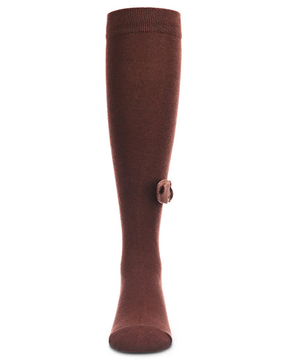 Velvet Bow Cotton Blend Knee High Sock : Color: Java