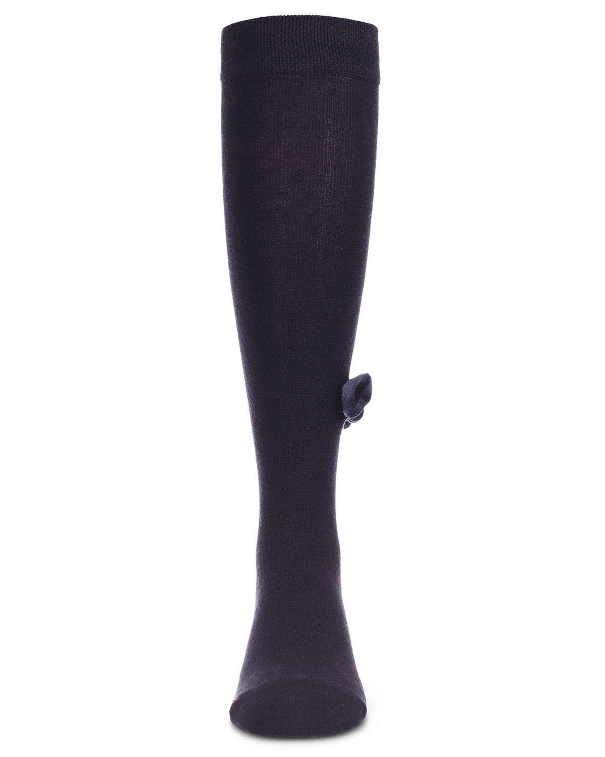 Velvet Bow Cotton Blend Knee High Sock : Color: Navy