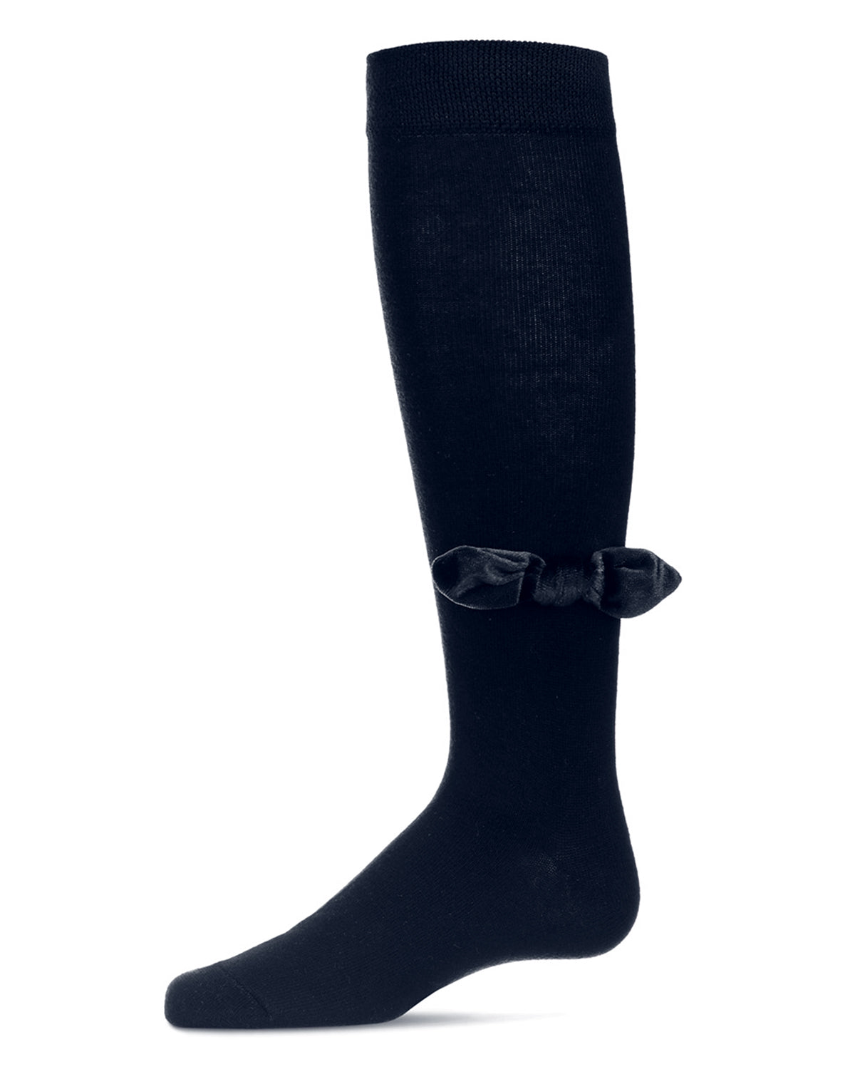 Velvet Bow Cotton Blend Knee High Sock : Color: Navy