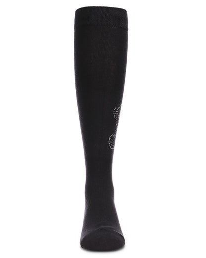 Girls' Crystal Bear Knee-High Socks : Color: Black
