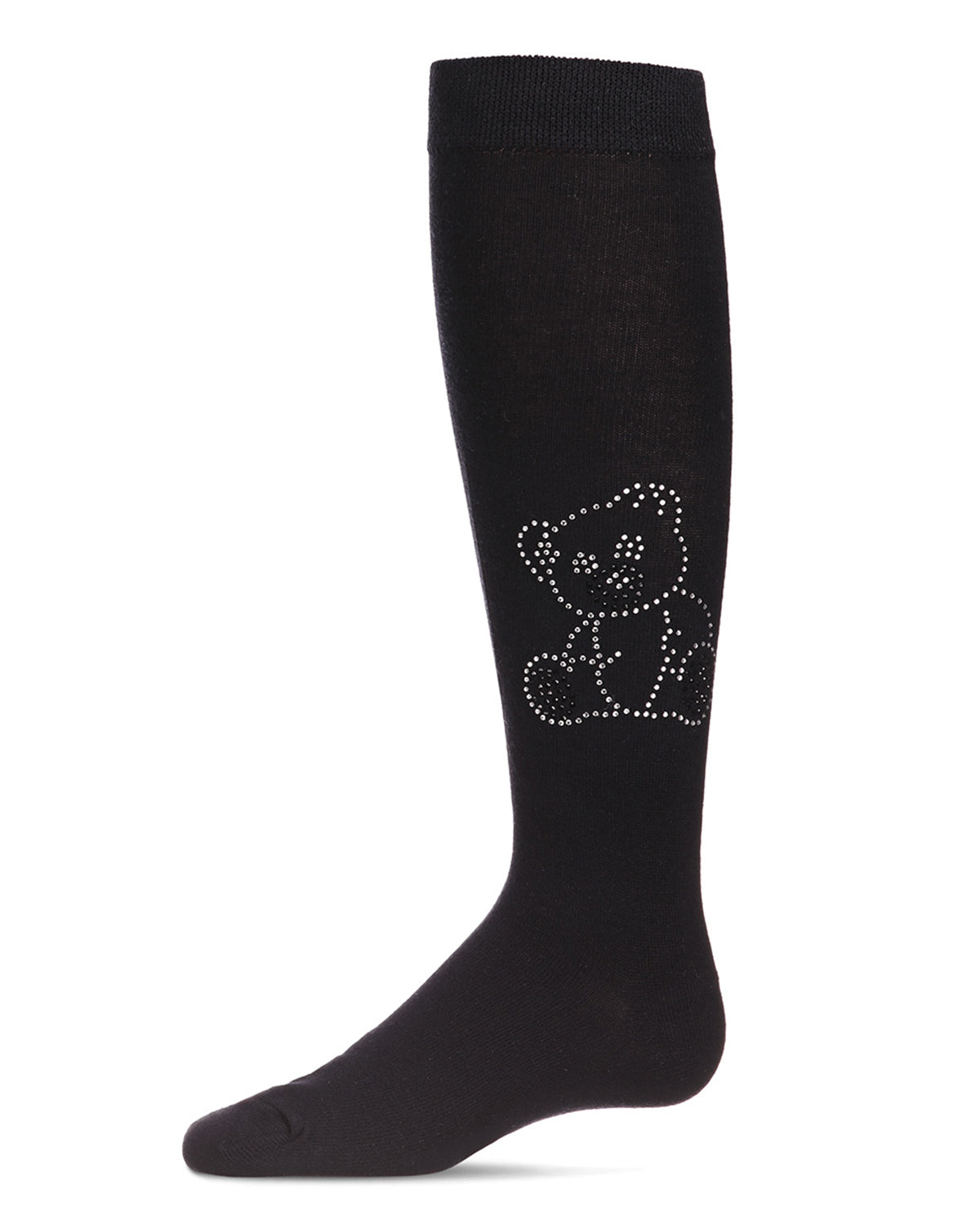 Girls' Crystal Bear Knee-High Socks : Color: Black
