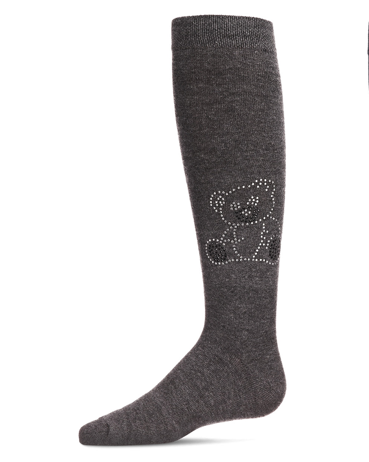 Girls' Crystal Bear Knee-High Socks : Color: Dark Gray Heather