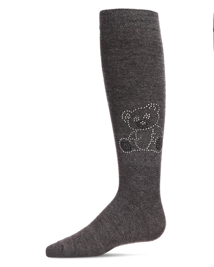 Girls' Crystal Bear Knee-High Socks : Color: Dark Gray Heather