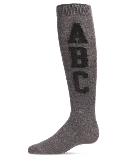 Girls' Chenille ABC Knee-High Socks : Color: Dark Gray Heather