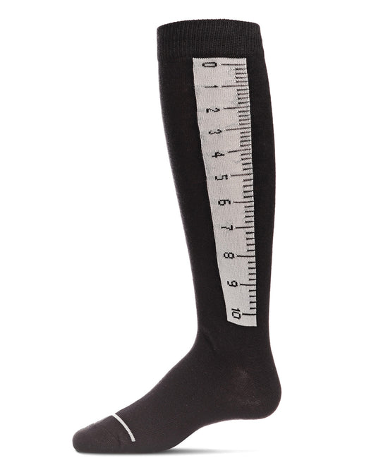 Cotton Blend Ruler Knee High Socks : Color: Black