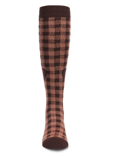 Gingham Heart Girls Cotton Blend Knee High Sock : Color: Black