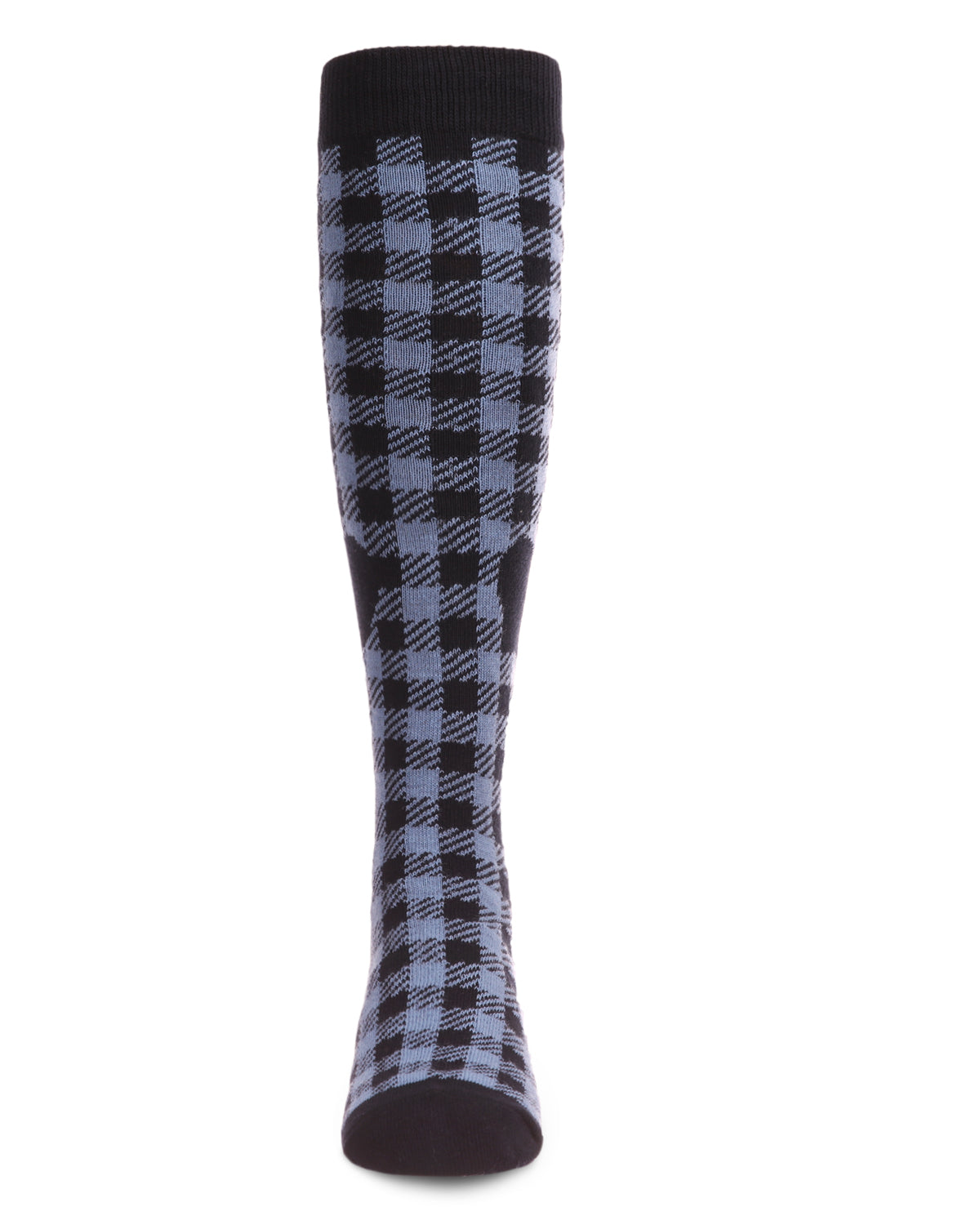 Gingham Heart Girls Cotton Blend Knee High Sock : Color: Black