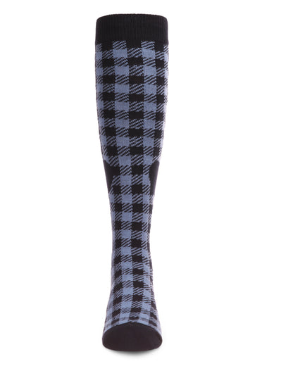 Gingham Heart Girls Cotton Blend Knee High Sock : Color: Black
