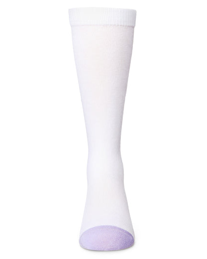 Girls' Air Brush Winking Smiley Cotton Blend Knee High Sock : Color: Lavender