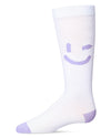 Girls' Air Brush Winking Smiley Cotton Blend Knee High Sock : Color: Lavender