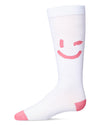 Girls' Air Brush Winking Smiley Cotton Blend Knee High Sock : Color: Pink Lemonade