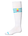 Girls' Summer Sweets Varsity Cotton Blend Knee High Sock : Color: Aqua