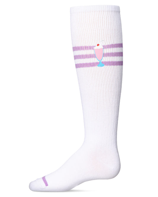 Girls' Summer Sweets Varsity Cotton Blend Knee High Sock : Color: Lavender