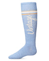 Girls Vintage Stripe Cotton Blend Knee High Socks : Color: Light Denim