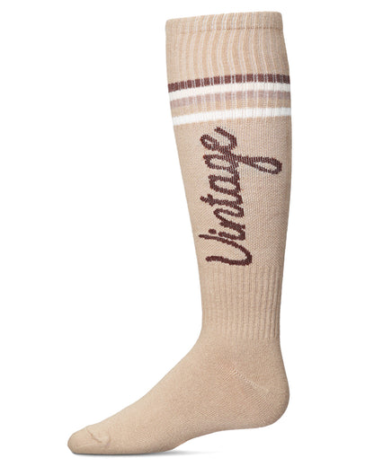 Girls Vintage Stripe Cotton Blend Knee High Socks : Color: Tan