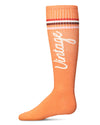 Girls Vintage Stripe Cotton Blend Knee High Socks : Color: Tangerine
