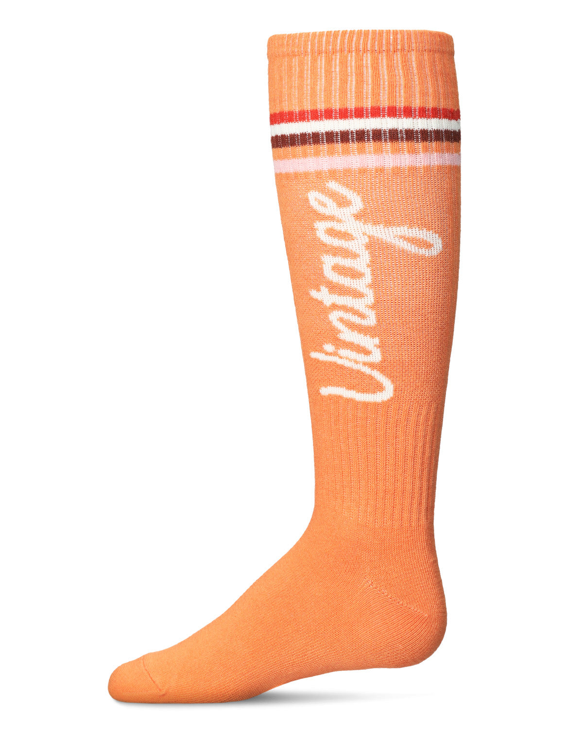 Girls Vintage Stripe Cotton Blend Knee High Socks : Color: Tangerine