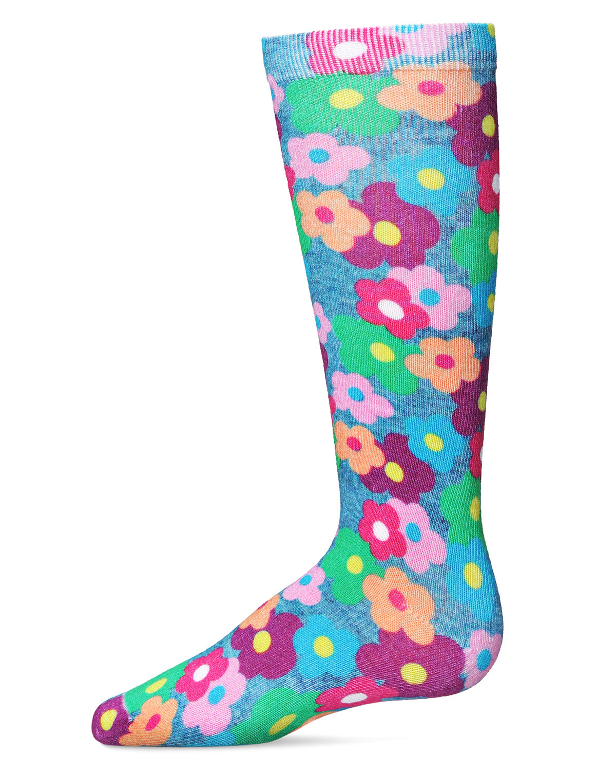 Girl's MJ Floral Cotton Blend Knee High Socks : Color: Multi