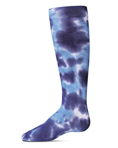Girls Bleached Tie Dye Cotton Blen d Knee High Socks : Color: Denim