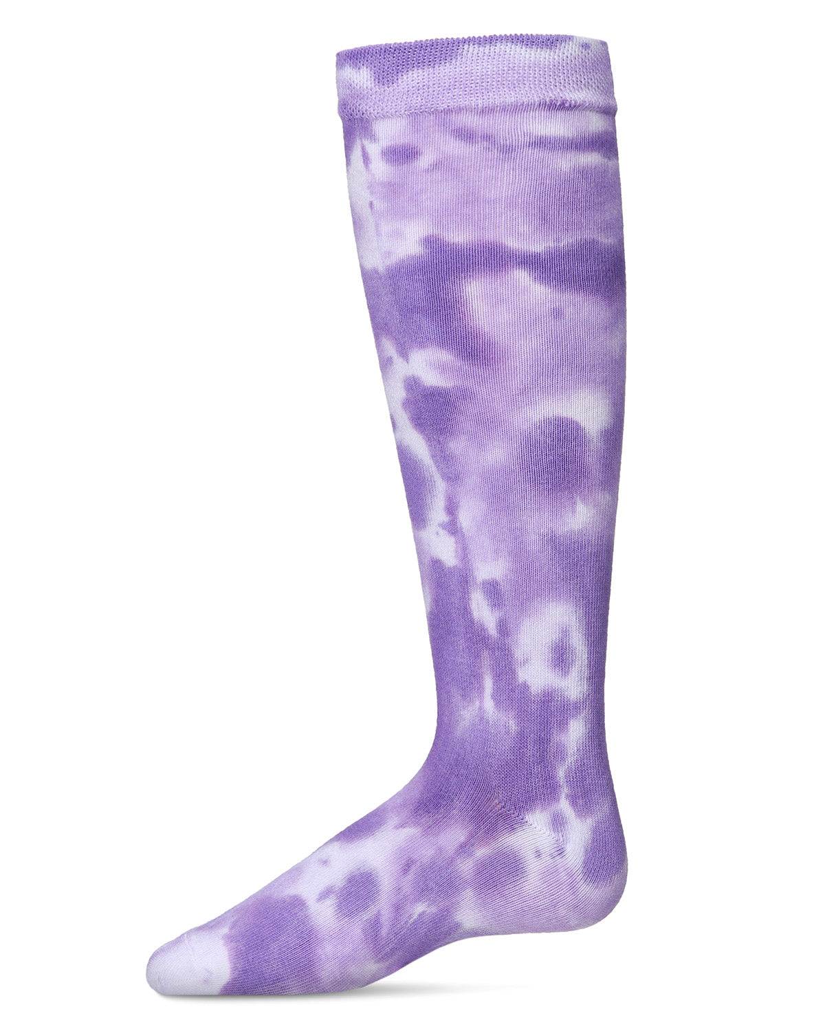 Girls Bleached Tie Dye Cotton Blend Knee High Socks : Color: Lavender