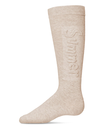 Girls' Embossed Summer Knee-High Socks : Color: Latte