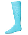 Girls Embossed VACAY Cotton Blend Knee High Socks : Color: Aqua