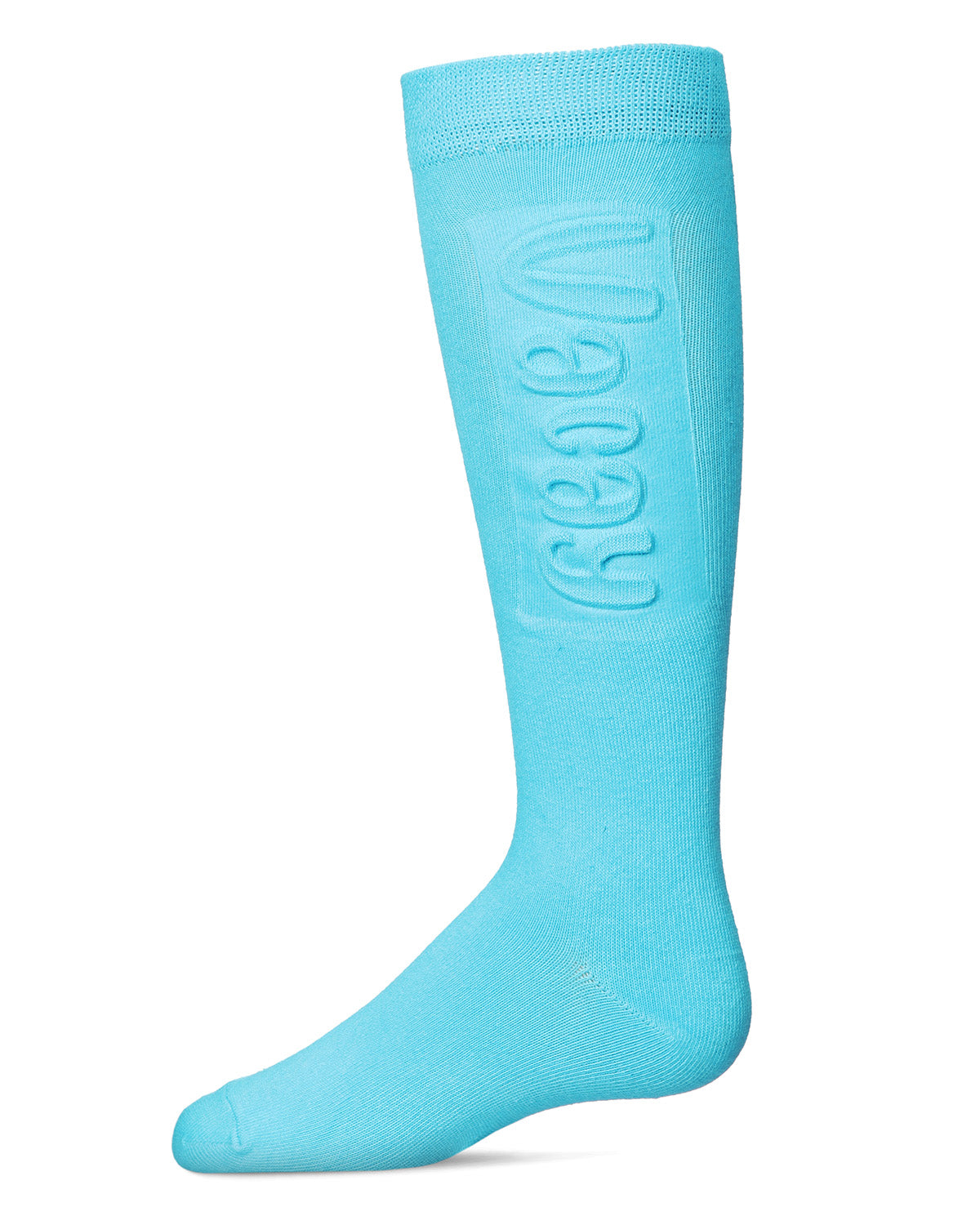 Girls Embossed VACAY Cotton Blend Knee High Socks : Color: Aqua