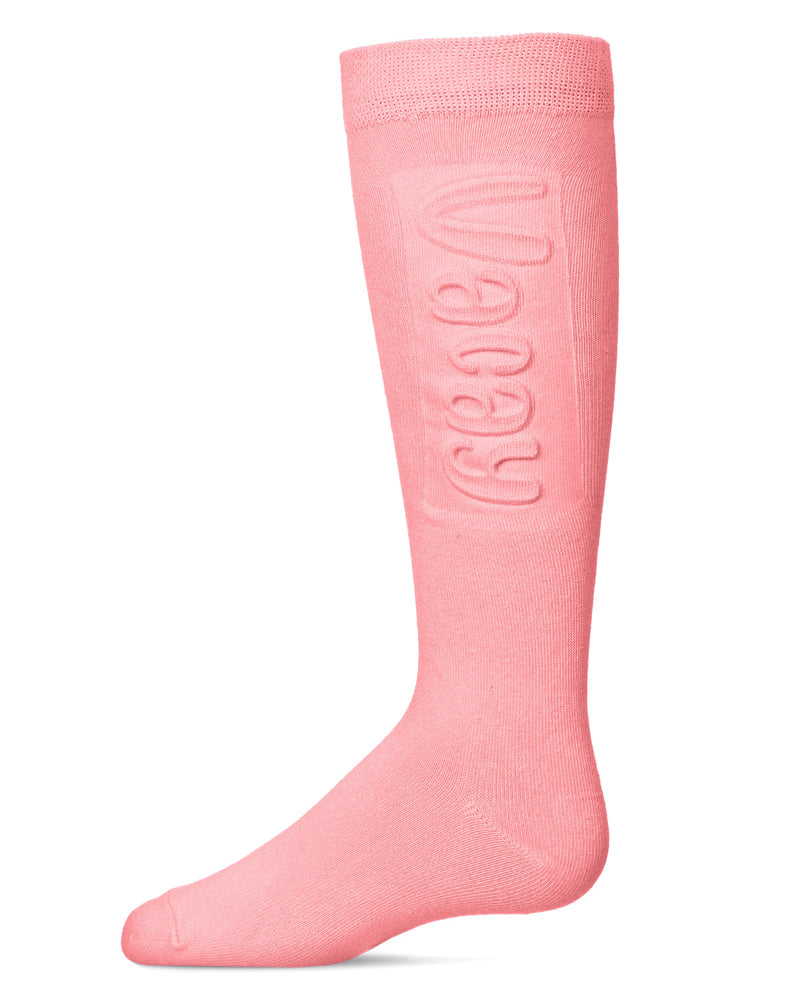 Girls Embossed VACAY Cotton Blend Knee High Socks