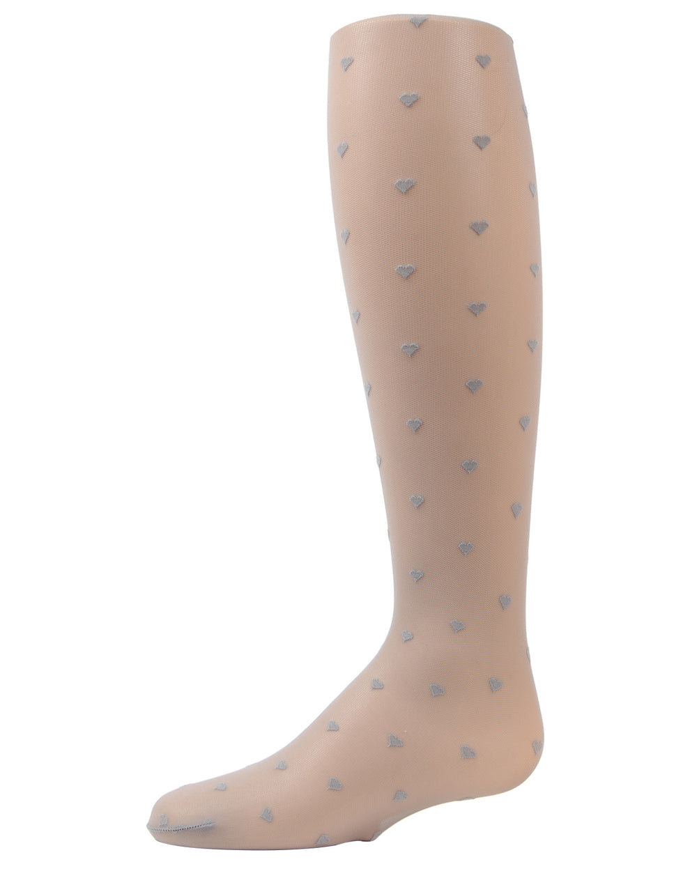 Polka Dot Heart Sheer Girls Tights : Color: Silver