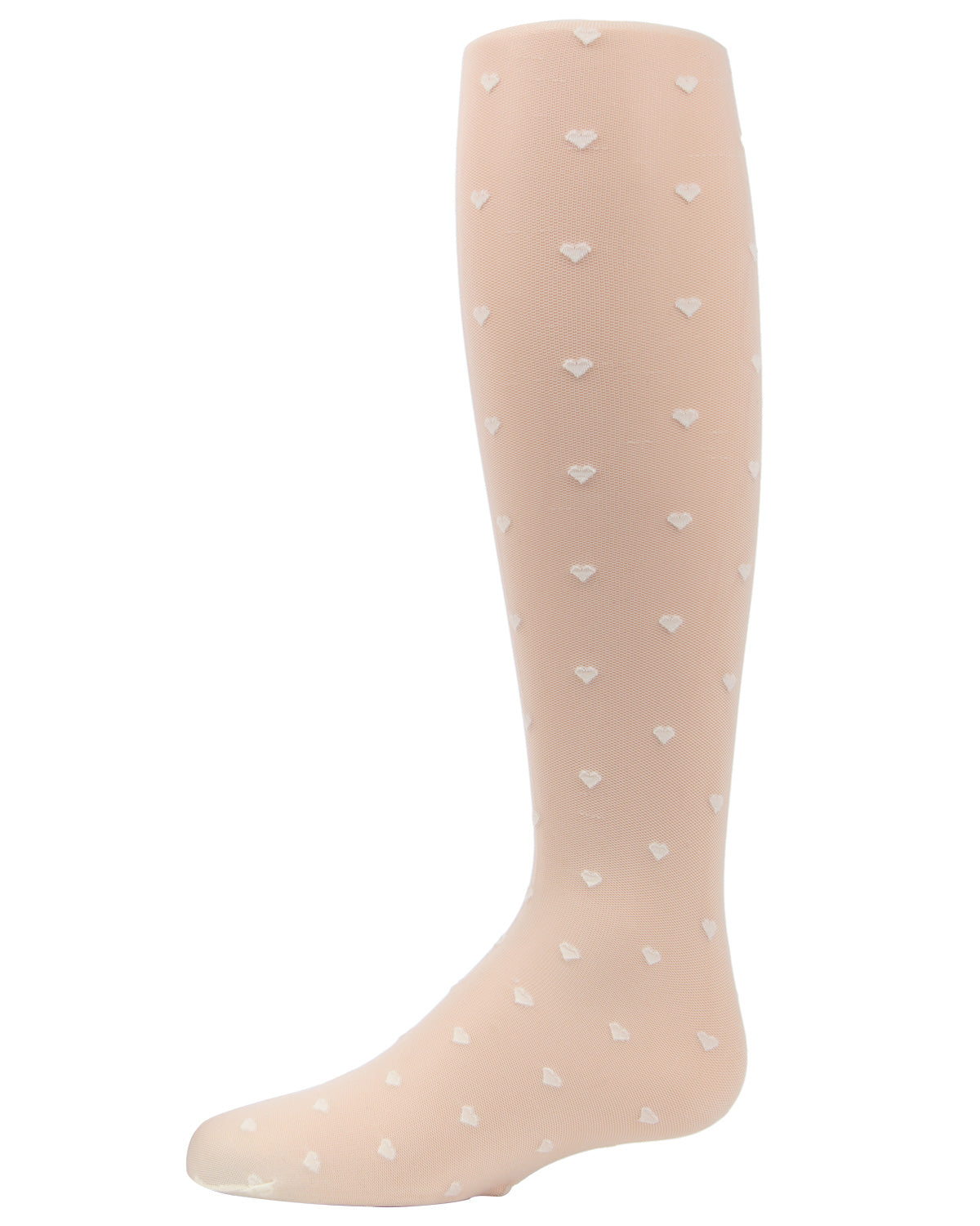 Polka Dot Heart Sheer Girls Tights : Color: Winter White