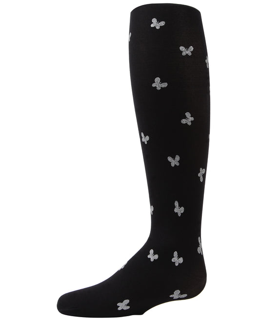 Girls' Glittering Butterfly Sheer Nylon Tights : Color: Black