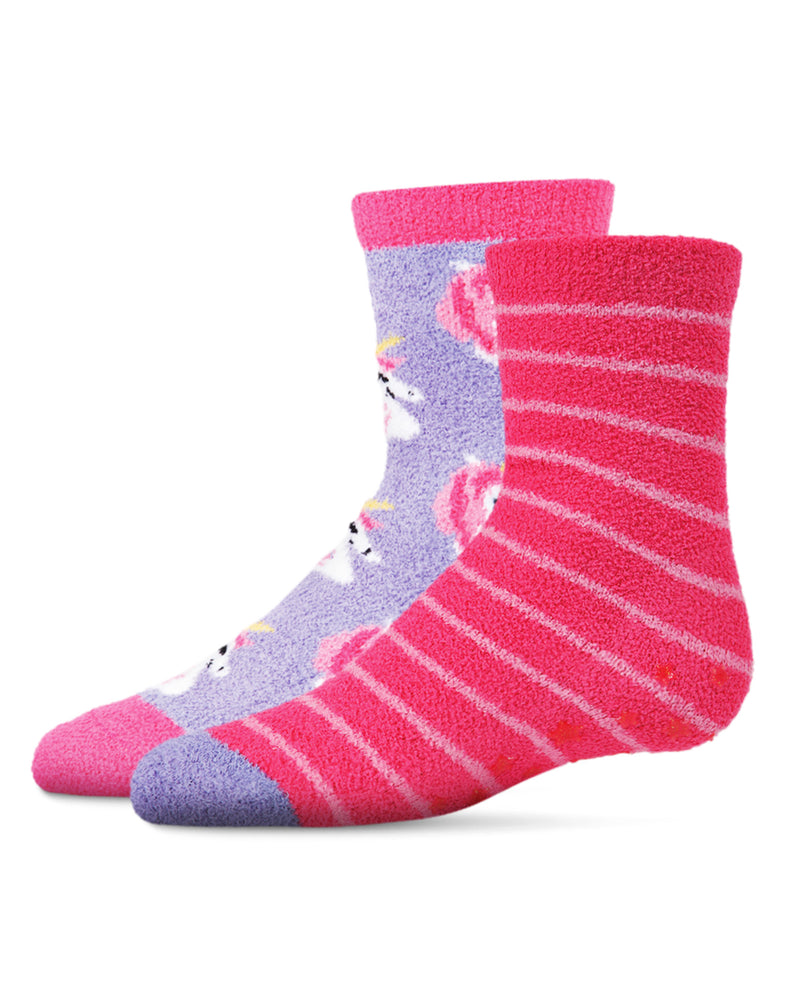 Unicorn Girls Fuzzy Non-Skid Socks 2-Pair