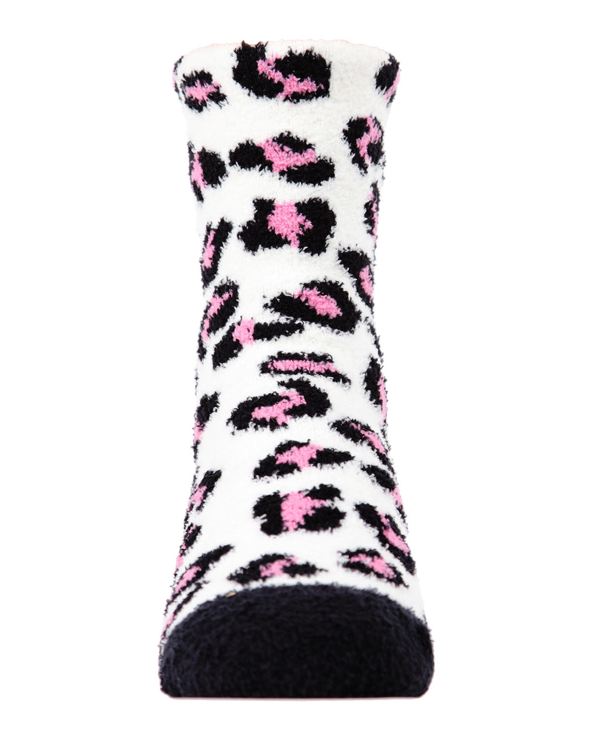 Leopard Girls Fuzzy Non-Skid Socks 2-Pair : Color: Black