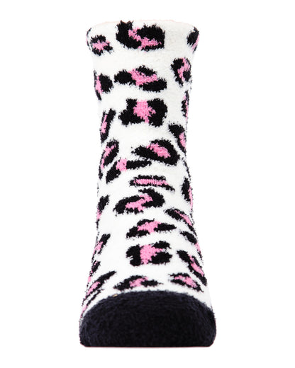 Leopard Girls Fuzzy Non-Skid Socks 2-Pair : Color: Black