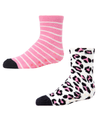 Leopard Girls Fuzzy Non-Skid Socks 2-Pair : Color: Black