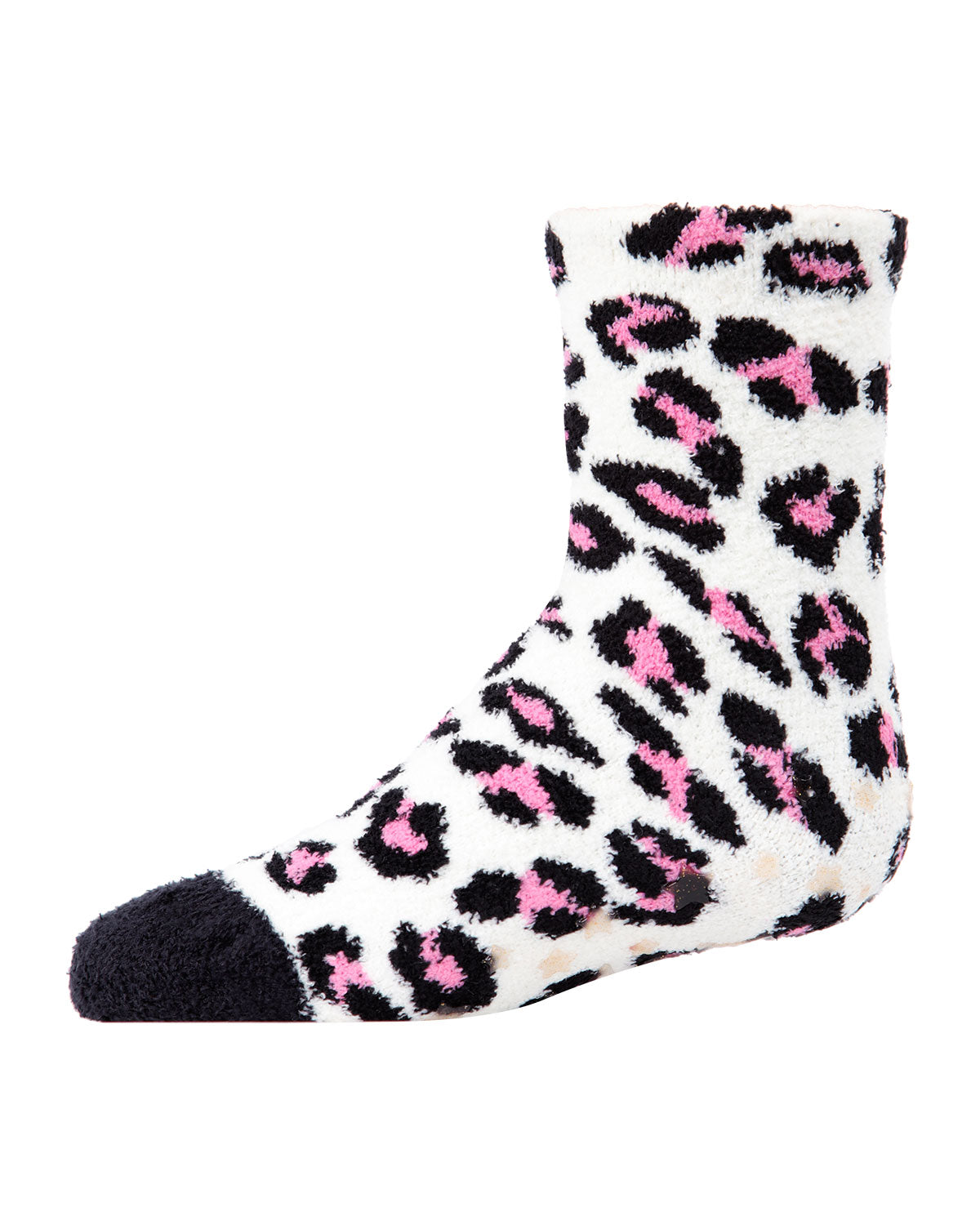 Leopard Girls Fuzzy Non-Skid Socks 2-Pair : Color: Black