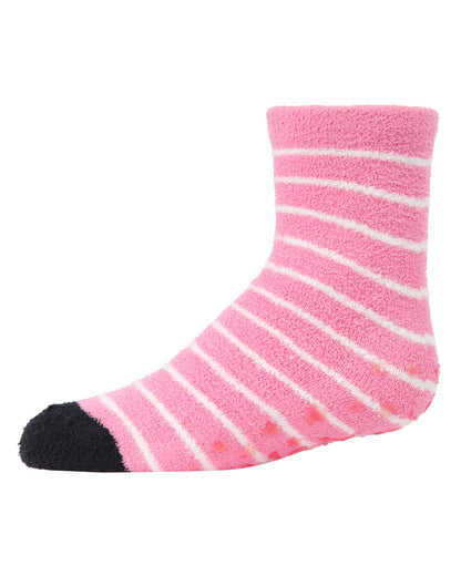 Leopard Girls Fuzzy Non-Skid Socks 2-Pair : Color: Black