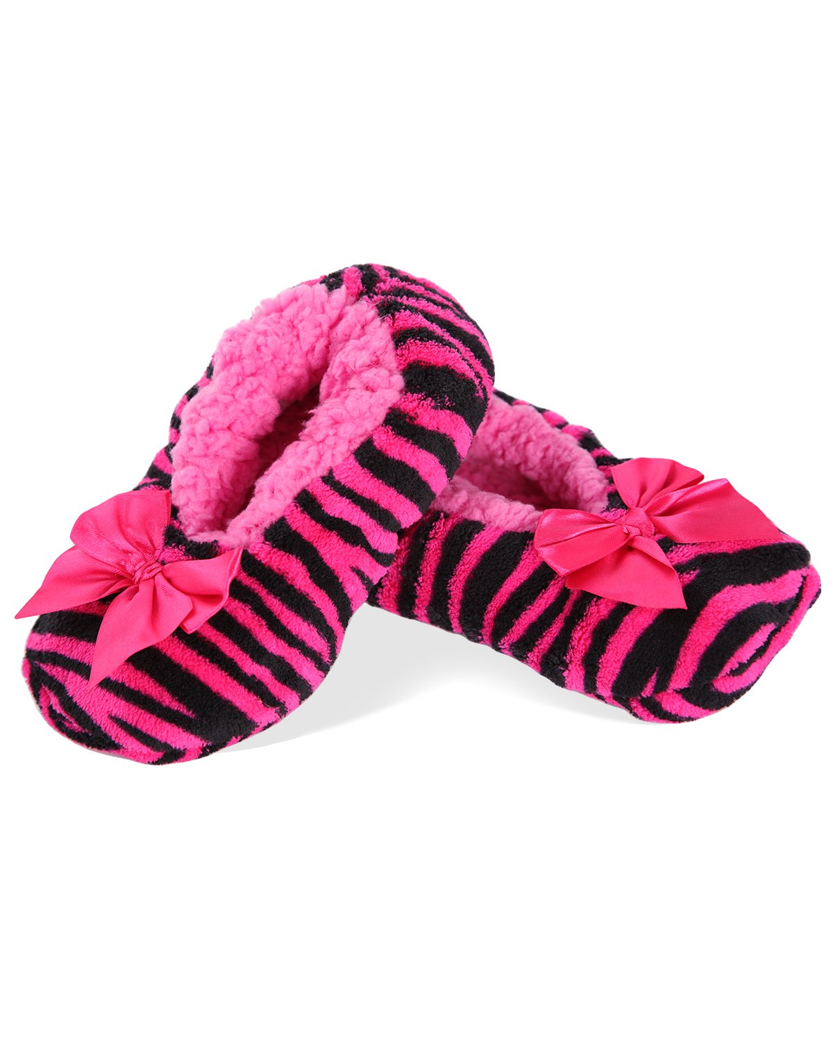 Kids' Party Animal Zebra Stripe Slippers : Color: Fuchsia