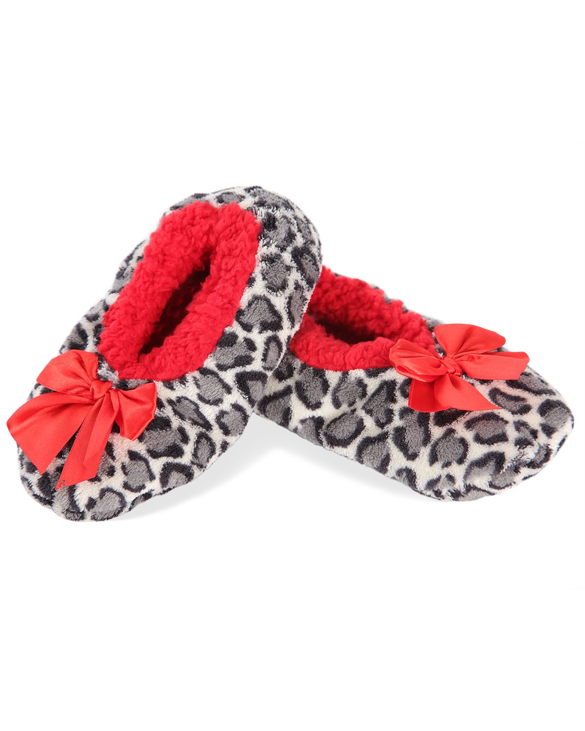 Kids' Spotted Leopard Non-Skid Slippers : Color: Black